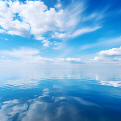 Obraz premium Boundless Azure: An Expanse of Clear Blue Sky Merging with the Horizon