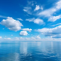 Obraz premium Boundless Azure: An Expanse of Clear Blue Sky Merging with the Horizon