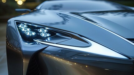 Close-up of a Sleek, Modern Sports Car's Headlight Detail