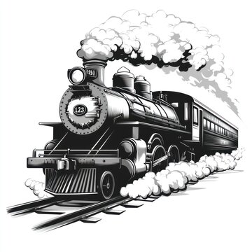 recommend clip art: Vintage steam train drawing with smoke.