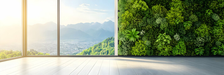 Modern Room with Green Wall 3D Illustration