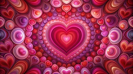 Abstract Swirling Heart Design A Romantic Pattern of Intertwined Hearts and Circles in Shades of Pink and Red