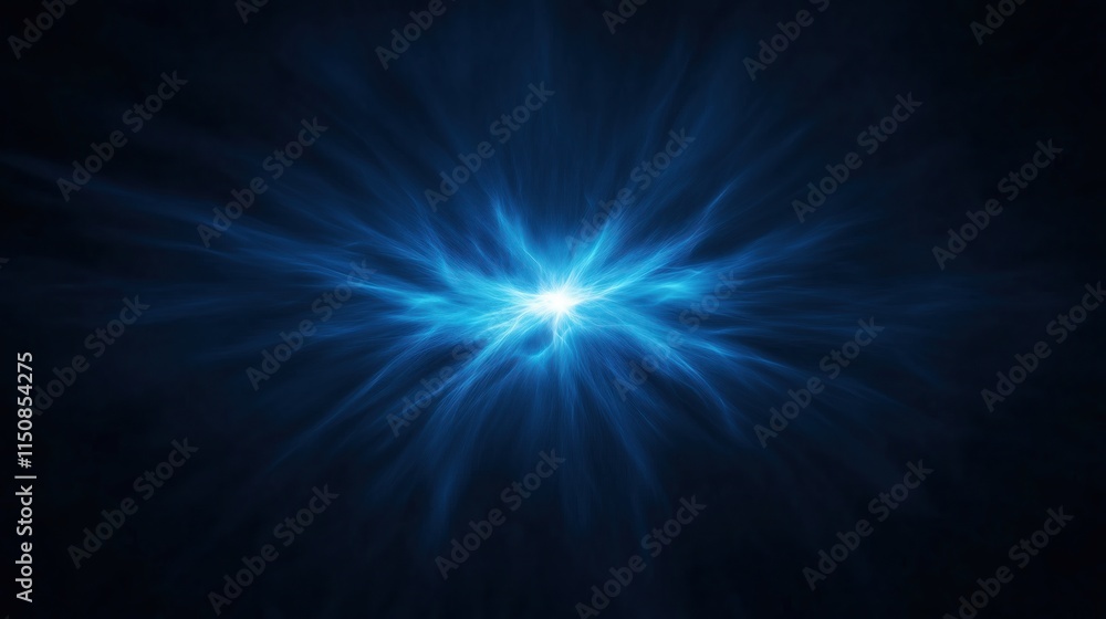 Poster mesmerizing blue particle explosion on dark background evoking oceanic themes with ethereal brillian