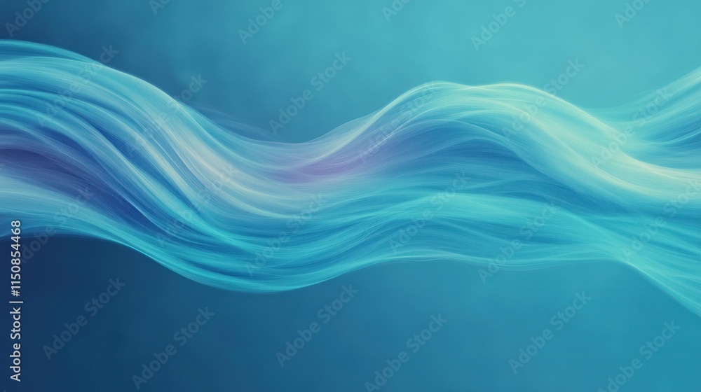 Poster abstract blue waves with gradient background evoking ocean serenity and fluidity in motion ideal for