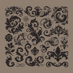 Set of decorative dividers elements. Vintage calligraphy collection vector set of vintage ornament frame elements