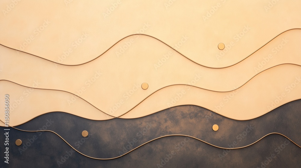 Poster abstract circuitry patterns in metallic tones with dynamic waves and circular accents for technologi
