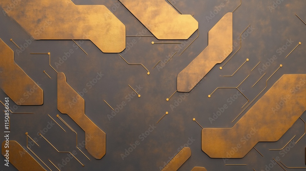 Poster abstract circuitry patterns in metallic tones representing futuristic technology and modern digital 