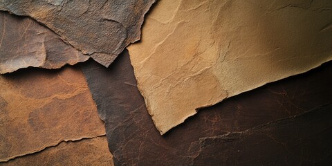 A brown and tan surface with a few pieces of paper on it