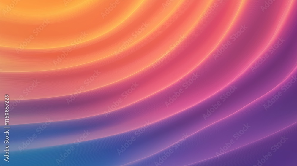 Poster colorful sound waves abstract background with gradient lines pulsating in warm tones of orange pink 