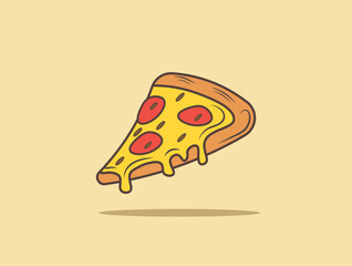 Flat Design Vector of Pizza Slice
