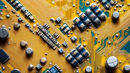 Close-up of a circuit board with electronic components.