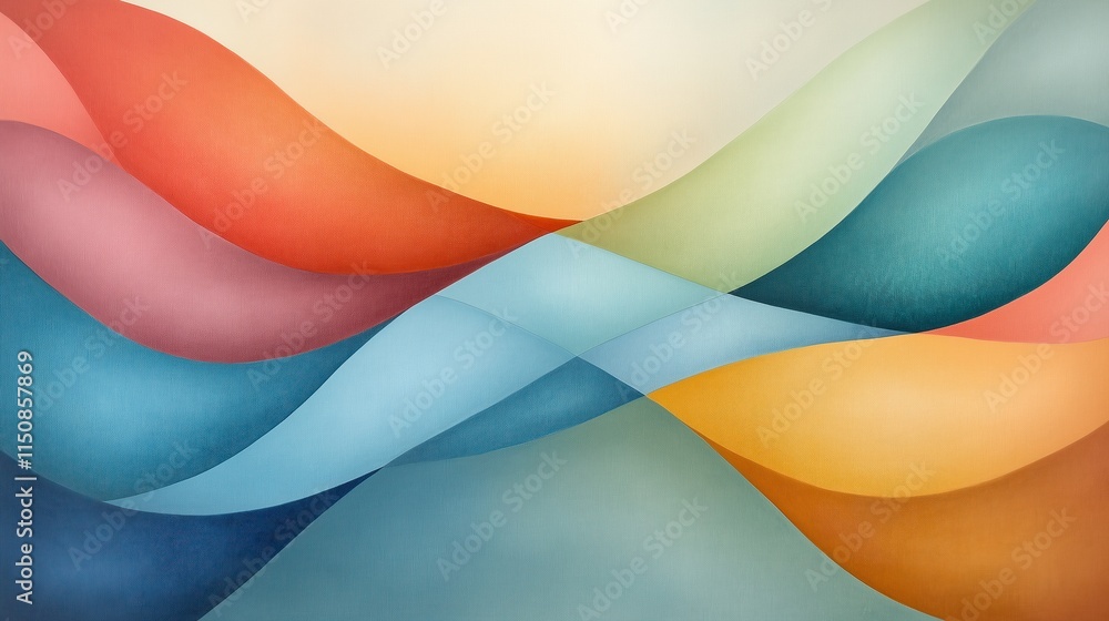 Poster abstract geometric shapes in overlapping layers forming a dynamic and colorful modern art compositio