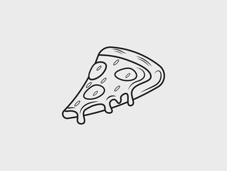 Outline Art of Pizza Slice