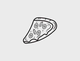 slice of pizzas line art illustration icon