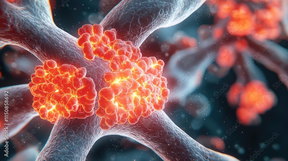 Poster asthma disease idea. detailed close-up of virus particles highlighting their intricate structure and