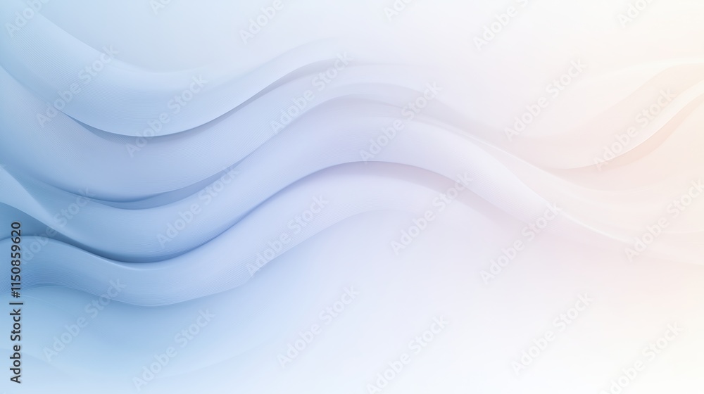 Poster abstract motion background with flowing blue and white waves in soft gradient, ideal for calm and se