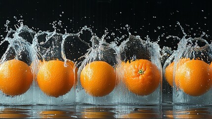 Oranges Splashing Into Water Creating A Stunning Display