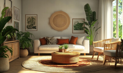 modern living room with table