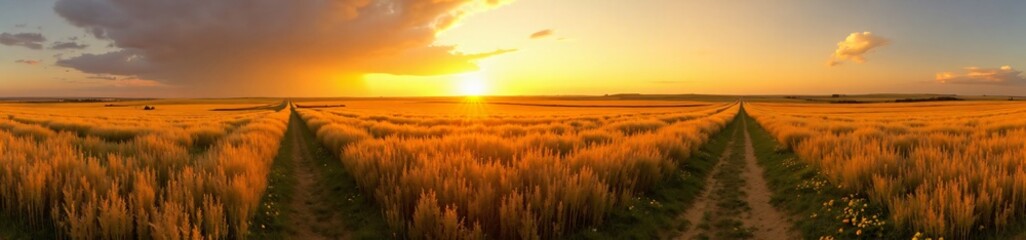 360 degree photo, Prairie at Golden Sunset, A 360-degree view