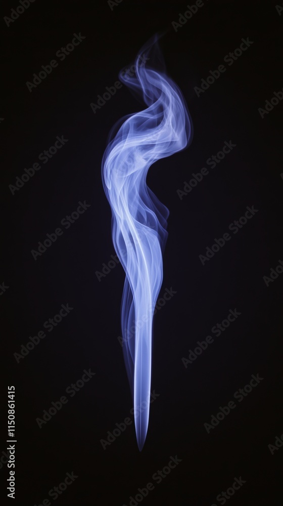 Poster abstract slow motion blue flame background with fluid smoke patterns in looping motion against dark 