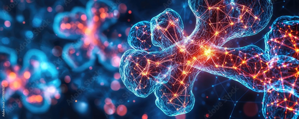 Aufkleber asthma disease idea. abstract molecular structure with colorful light effects and intricate connecti