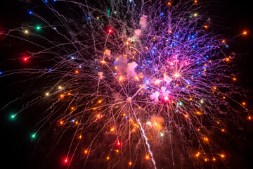 Fototapeta premium New Year's fireworks. Selective focus.