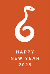 Fototapeta premium 年賀状 2025, ヘビ, 巳, 干支, 新年, シンプル, 赤