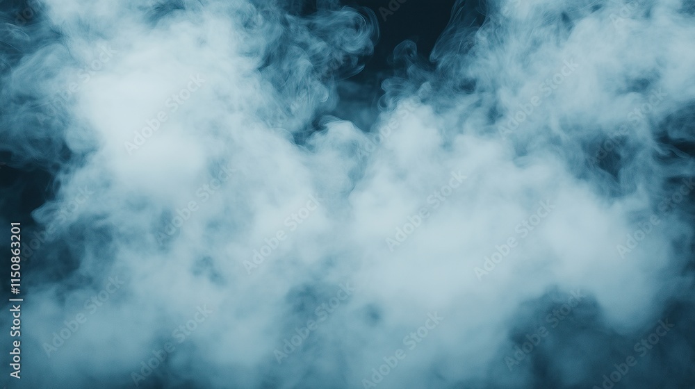 Poster abstract swirling white smoke animation on black background capturing ethereal motion and mystical a