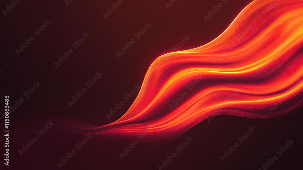 Poster vibrant neon light trails forming dynamic abstract shapes on dark background for modern design conce