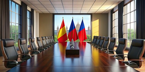 Cambodia and Belgium held bilateral talks at a modern diplomatic conference, showcasing international relations with national flags prominently displayed.