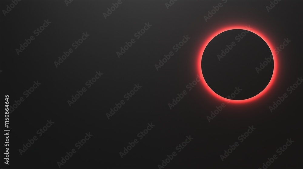 Poster black transparent gradient with ai-generated red edge illuminated circle