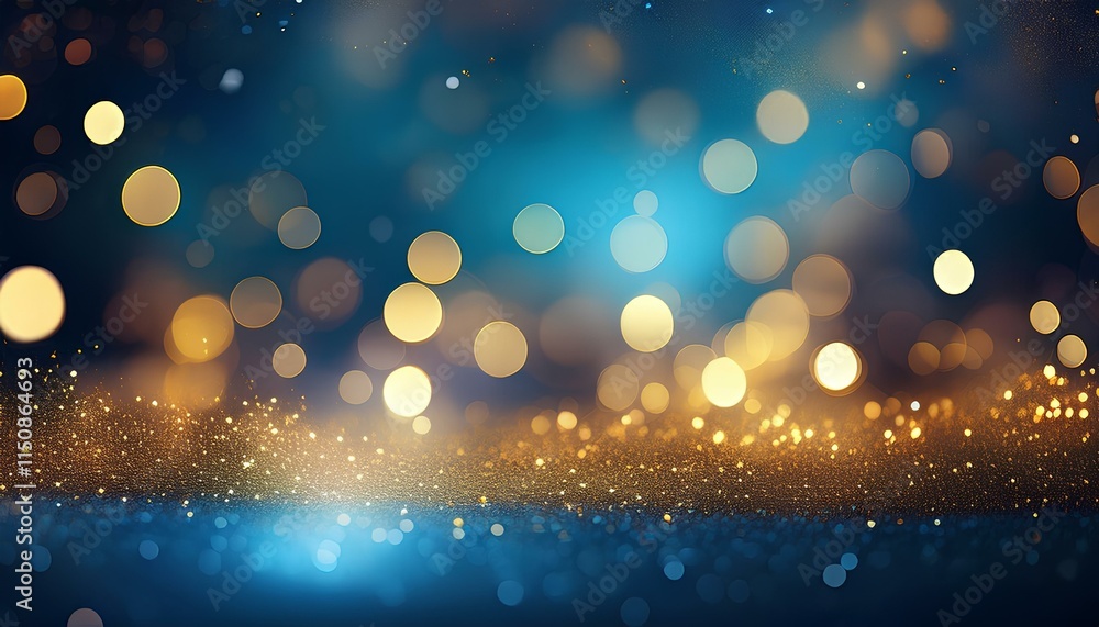Poster c background. abstract backdrop. blue and gold particles abstract with bokeh background.