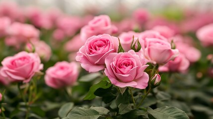 Beautiful Pink Roses in Bloom