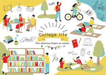 キャンパスライフを楽しむ学生達