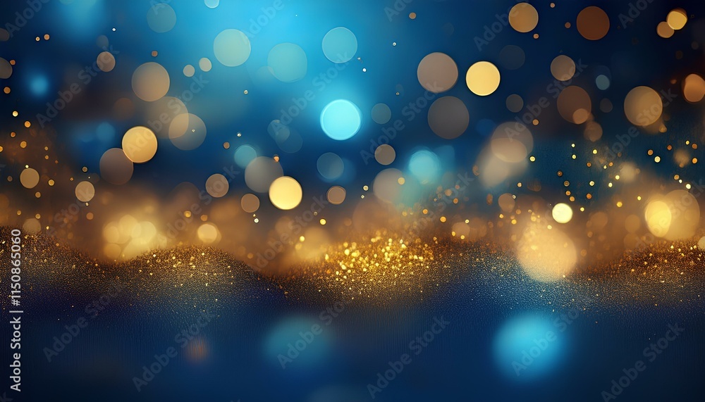 Poster c background. abstract backdrop. blue and gold particles abstract with bokeh background.