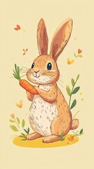 Adorable Bunny Rabbit Holding a Carrot in a Garden