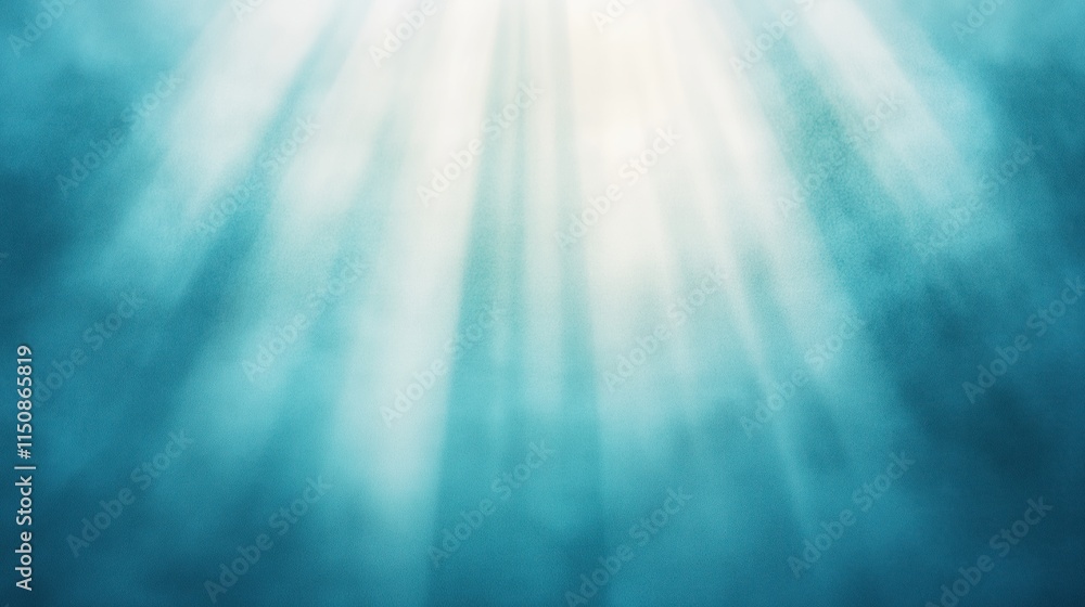 Poster ethereal blue light rays with glitter particle illumination creating a mesmerizing and dreamy atmosp