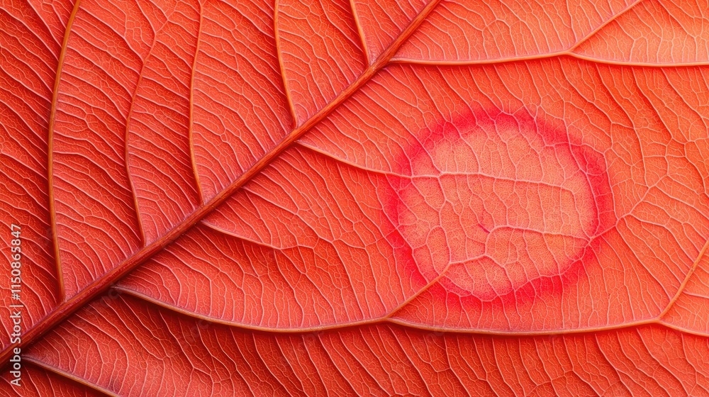 Poster lyme disease idea. close-up of a vibrant red leaf showcasing intricate textures and patterns.