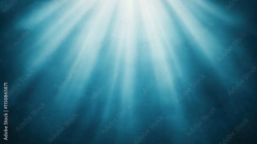 Poster blue glitter particles floating in dreamy light rays creating mesmerizing atmosphere for elegant des