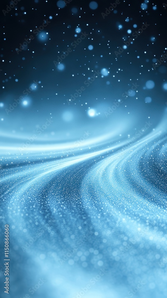Aufkleber mystical blue particles creating magical twirling patterns against a dark background for enchanting 