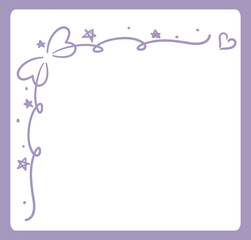 ゆめかわ、ガーリーなリボンのフレーム・デザイン素材。ベクターイラスト素材。