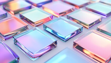 Iridescent glass blocks pattern.