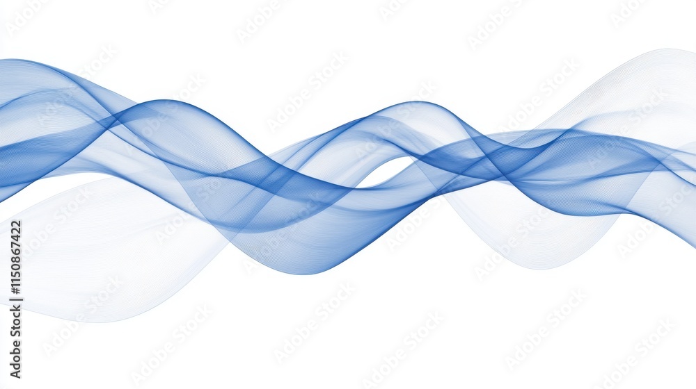 Poster blue and white wave abstract design with flowing motion effect