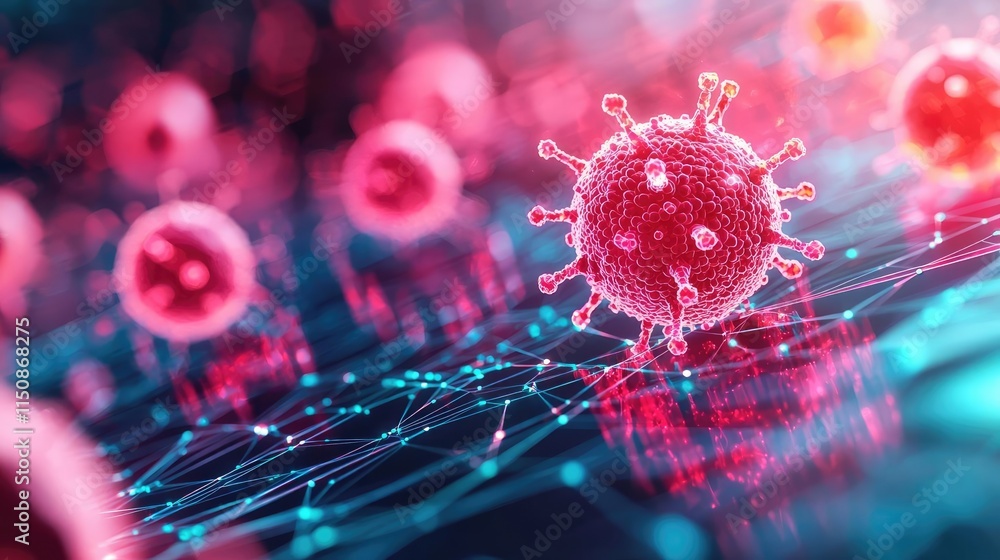 Aufkleber lyme disease idea. microscopic visualization of a virus, showcasing its structure and digital networ