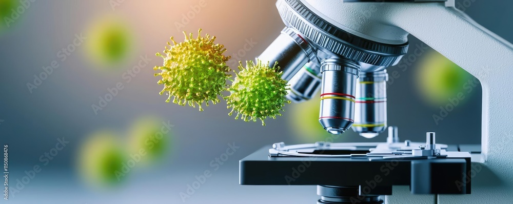 Poster lyme disease idea. close-up of a microscope examining vibrant microorganisms in a laboratory setting