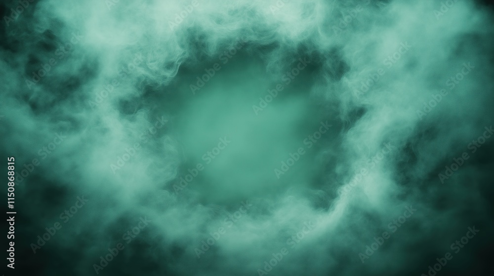 Aufkleber mysterious dark planet in abstract space with rotating mist in seamless loop featuring green tones i