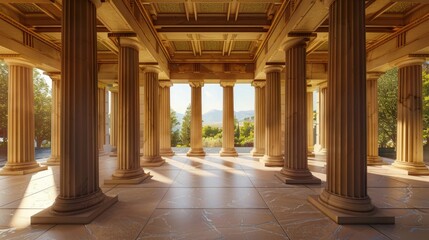 Ancient greek architecture with pillars and a classical interior
