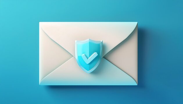 A stylized email envelope featuring a shield symbol, representing security and protection in digital communication.