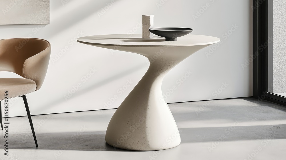 Poster modern minimalist table with unique design in bright space