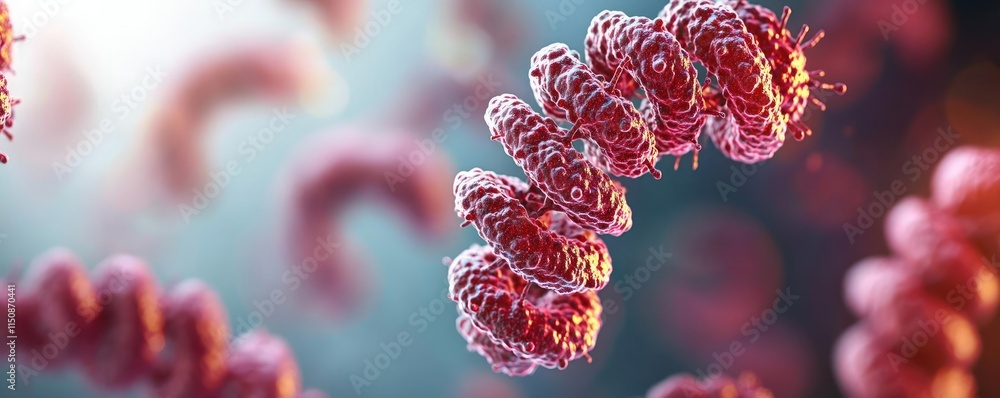 Poster lyme disease idea. a detailed close-up of a vibrant red helix structure showcasing cellular complexi
